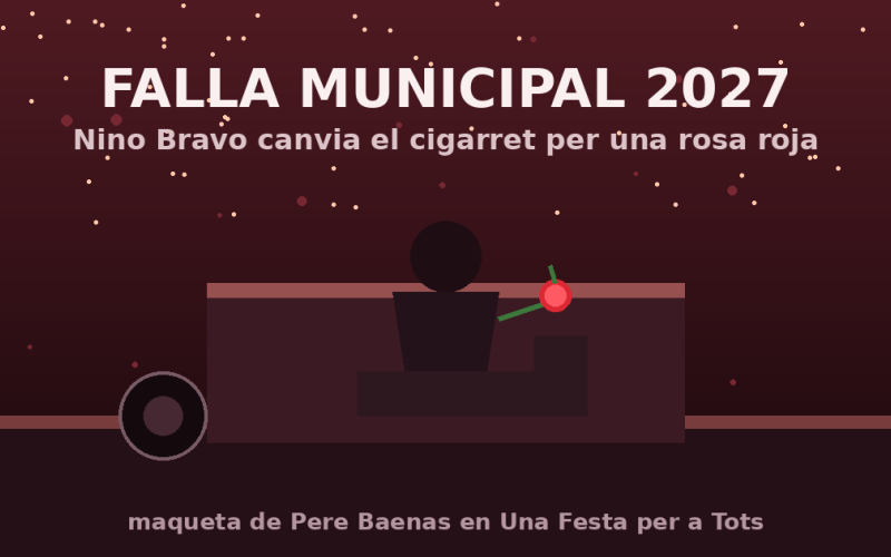La falla municipal de 2027 cambia el pitillo de Nino Bravo por una rosa roja