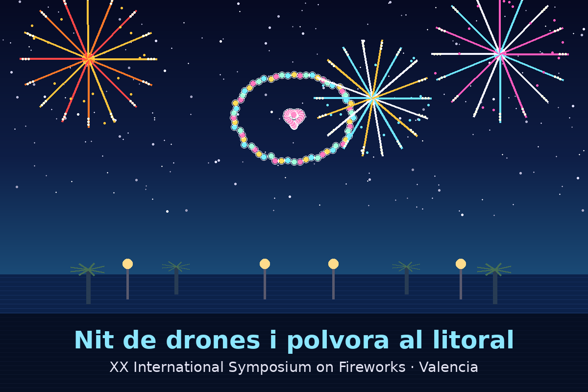 Noche de drones y pólvora en el litoral: el Simposio Internacional de Pirotecnia llega a su recta final